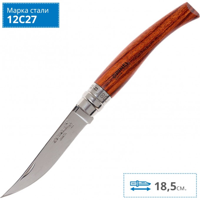 Нож филейный OPINEL №8, нержавеющая сталь, рукоять бубинга 000015 Нож филейный OPINEL №8, нержавеющая сталь, рукоять бубинга 000015