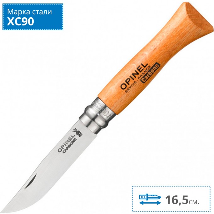 Нож OPINEL №6, углеродистая сталь, рукоять из дерева бука, блистер 000415 Нож OPINEL №6, углеродистая сталь, рукоять из дерева бука, блистер 000415