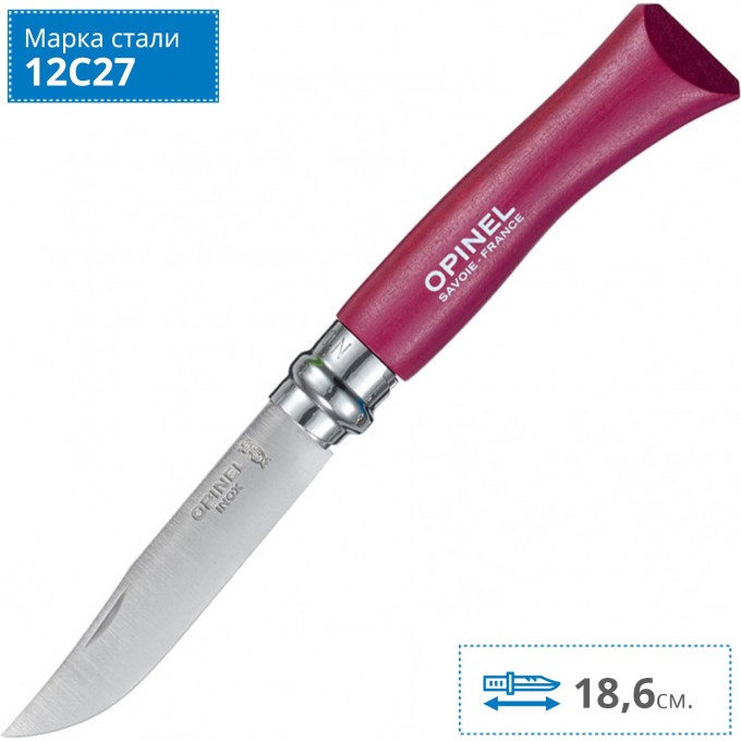 Нож OPINEL №7, нержавеющая сталь, фиолетовый 001427 Нож OPINEL №7, нержавеющая сталь, фиолетовый 001427