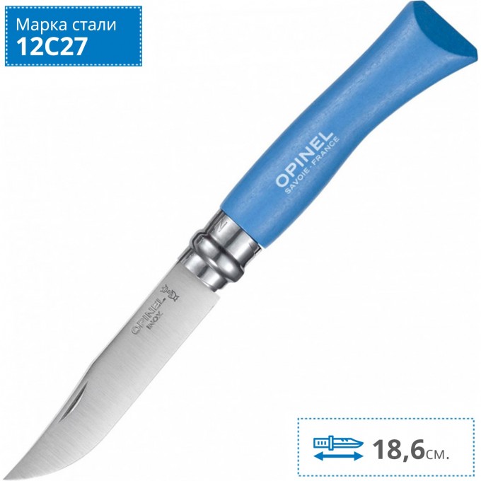 Нож OPINEL №7, нержавеющая сталь, синий 001424 Нож OPINEL №7, нержавеющая сталь, синий 001424
