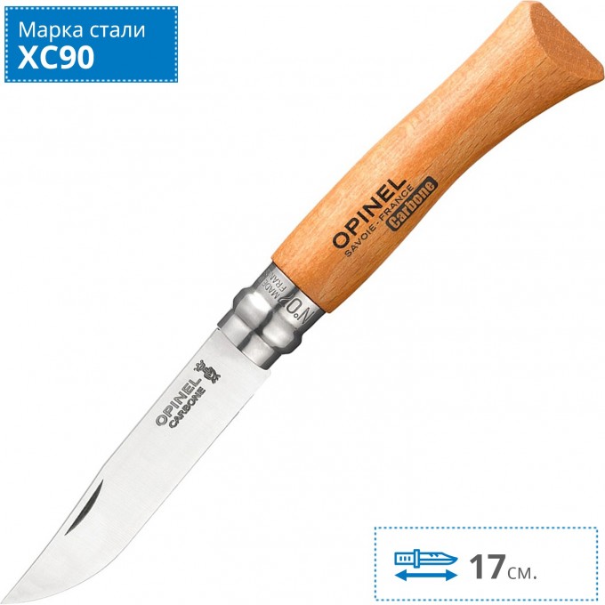 Нож OPINEL №7, углеродистая сталь, рукоять из дерева бука 113070 Нож OPINEL №7, углеродистая сталь, рукоять из дерева бука 113070