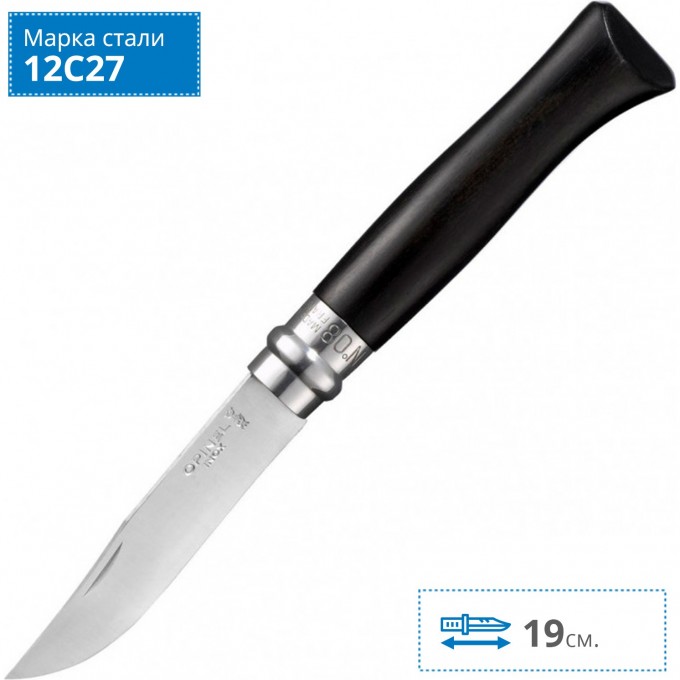 Нож OPINEL №8, нержавеющая сталь, рукоять эбеновое дерево, подарочная упаковка 001352 Нож OPINEL №8, нержавеющая сталь, рукоять эбеновое дерево, подарочная упаковка 001352