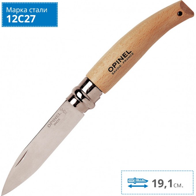Нож OPINEL №8, садовый, нержавеющая сталь, блистер 001216 Нож OPINEL №8, садовый, нержавеющая сталь, блистер 001216