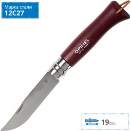 Нож OPINEL №8 TREKKING, нержавеющая сталь, бордовый 002213
