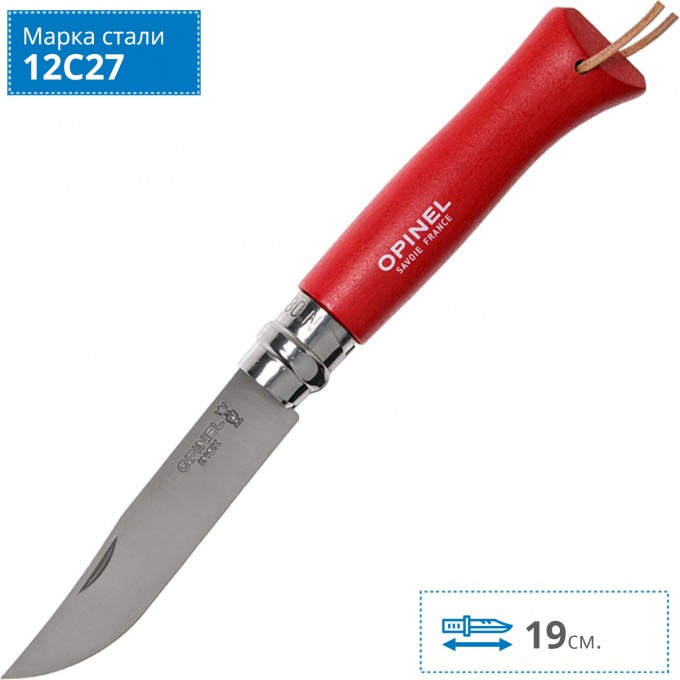 Нож OPINEL №8 TREKKING, нержавеющая сталь, красный, с чехлом 001890 Нож OPINEL №8 TREKKING, нержавеющая сталь, красный, с чехлом 001890