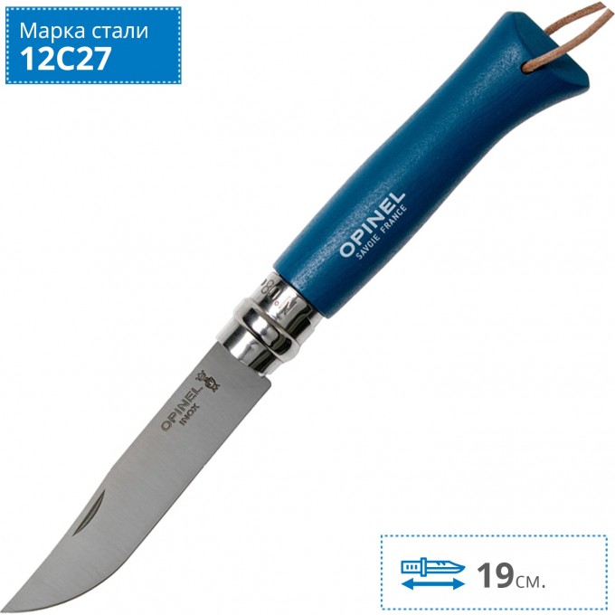 Нож OPINEL №8 TREKKING, нержавеющая сталь, синий, с чехлом 001891 Нож OPINEL №8 TREKKING, нержавеющая сталь, синий, с чехлом 001891