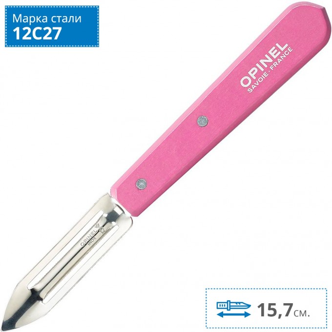 Нож для чистки овощей OPINEL №115, деревянная рукоять, блистер, нержавеющая сталь, розовый 002038 Нож для чистки овощей OPINEL №115, деревянная рукоять, блистер, нержавеющая сталь, розовый 002038