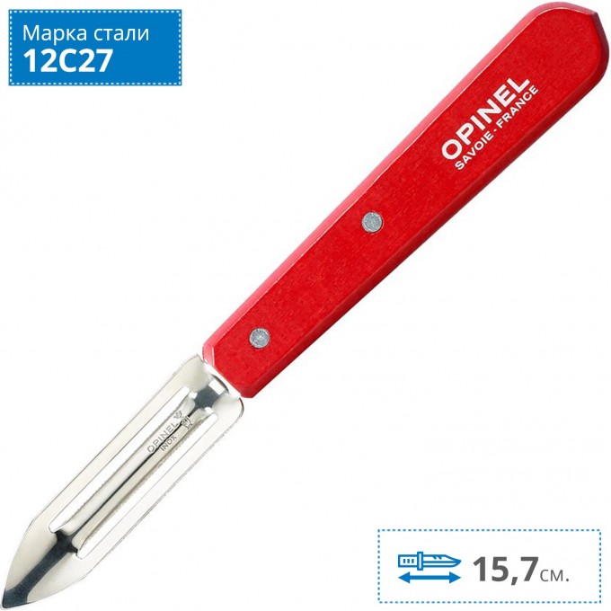 Нож для чистки овощей OPINEL, деревянная рукоять, блистер, нержавеющая сталь, красный 002047 Нож для чистки овощей OPINEL, деревянная рукоять, блистер, нержавеющая сталь, красный 002047