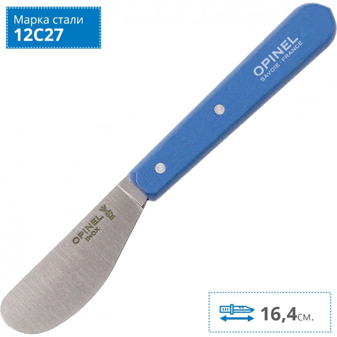 Нож для масла OPINEL №117, деревянная рукоять, блистер, нержавеющая сталь, синий, 001937 Нож для масла OPINEL №117, деревянная рукоять, блистер, нержавеющая сталь, синий, 001937