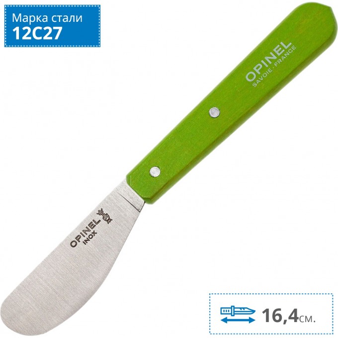 Нож для масла OPINEL №117, деревянная рукоять, блистер, нержавеющая сталь, зеленый, 001935 Нож для масла OPINEL №117, деревянная рукоять, блистер, нержавеющая сталь, зеленый, 001935