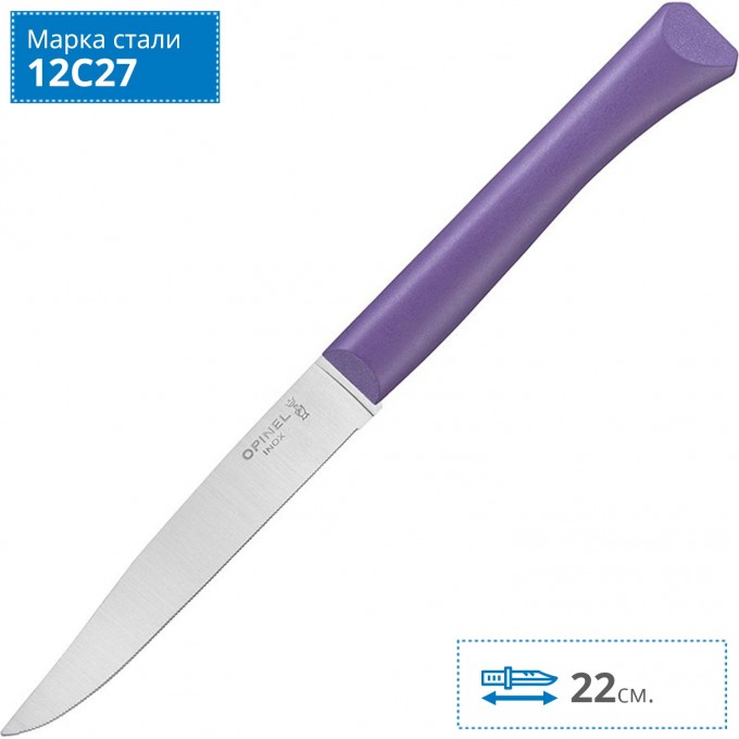 Нож столовый OPINEL N°125, полимерная ручка, нерж, сталь, пурпурный. 002191 Нож столовый OPINEL N°125, полимерная ручка, нерж, сталь, пурпурный. 002191